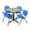 Kobe Kobe Square Table & Chair Set, Wood, Metal, Plastic Top, Maple TKB4242PL47BE - alternate 1